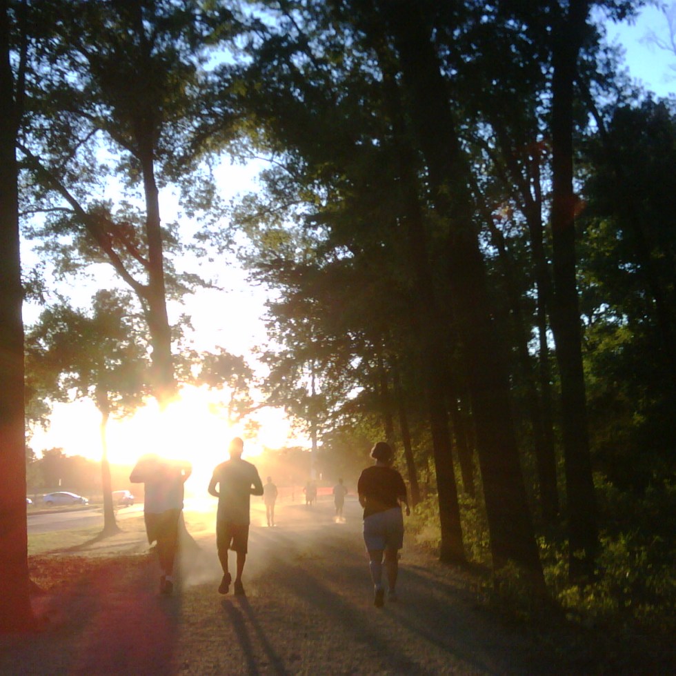 running circles into the sun